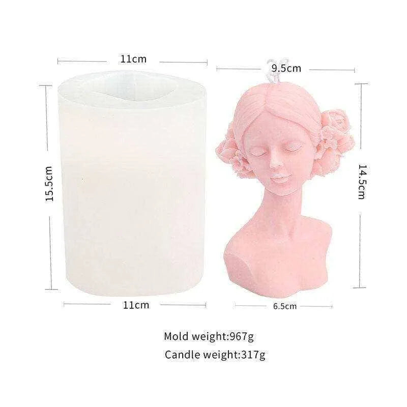 Blindfolded Girl Candle Mold Woman Mold Statue Mould Garden Ornament