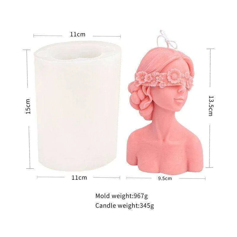 Blindfolded Girl Candle Mold Woman Mold Statue Mould Garden Ornament