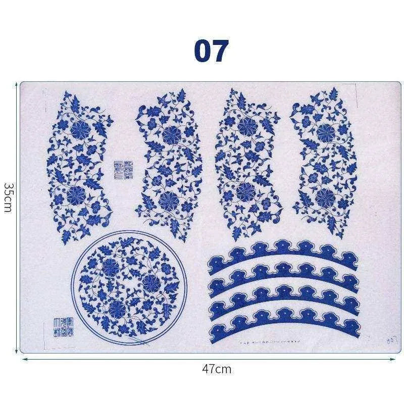 Blue Pottery Underglaze Paper Blue Underglaze Pattern For Mugs And Plate Sticker