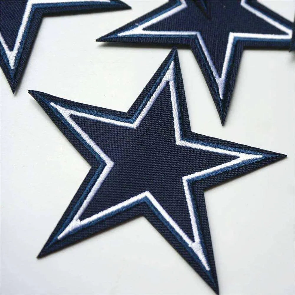 Star Patch Iron On Badge Blue Stars Patches Embroidered Badges Clothing Appliques 10pcs