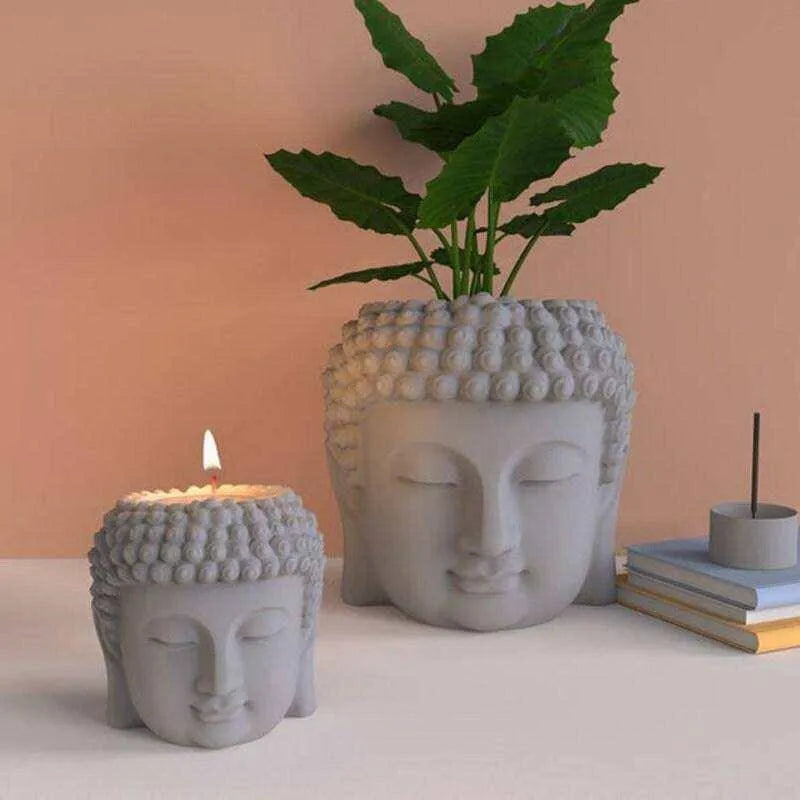 Buddha Statue Flower Pot Mold For Candle Holder Or Planter Buddha Head Mold