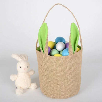 Bunny ears bag jute burlap Easter basket for kids