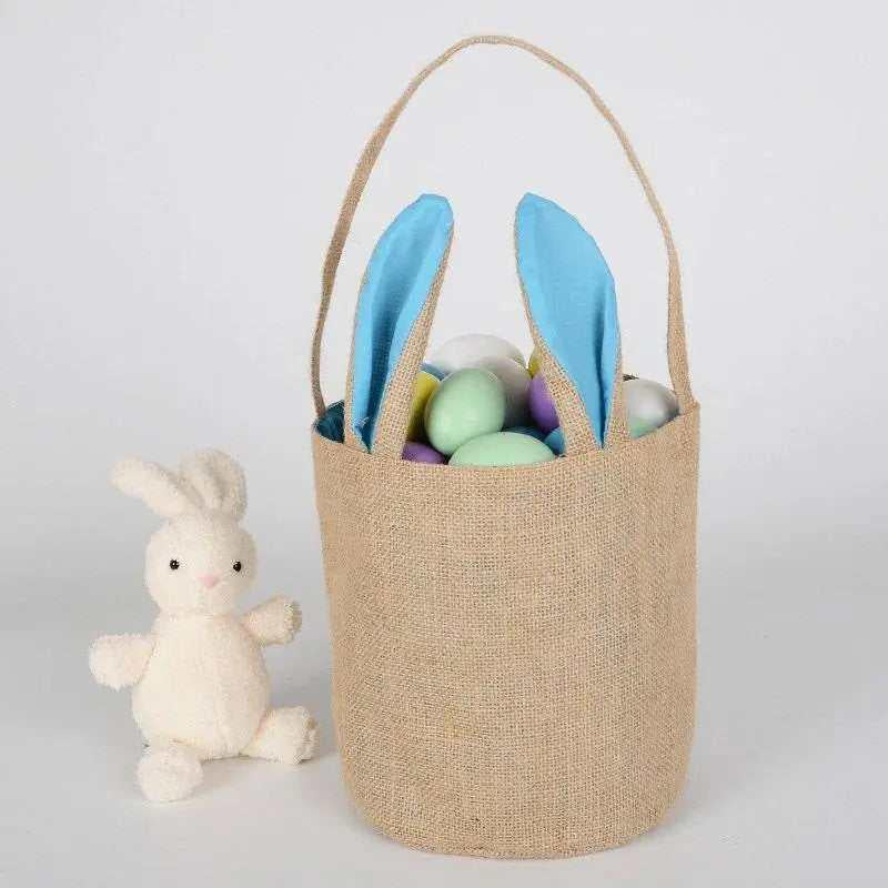 Bunny ears bag jute burlap Easter basket for kids