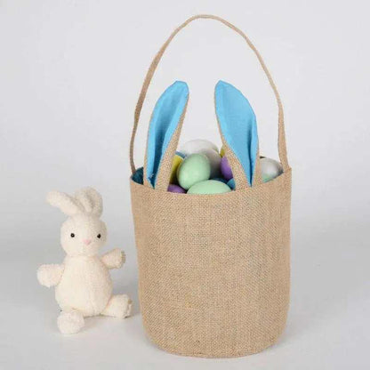 Bunny ears bag jute burlap Easter basket for kids