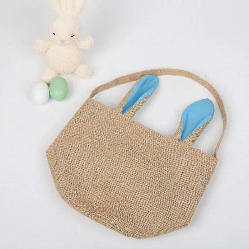 Bunny ears bag jute burlap Easter basket for kids