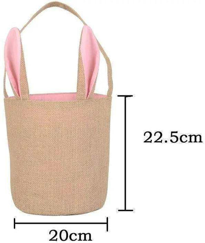 Bunny ears bag jute burlap Easter basket for kids