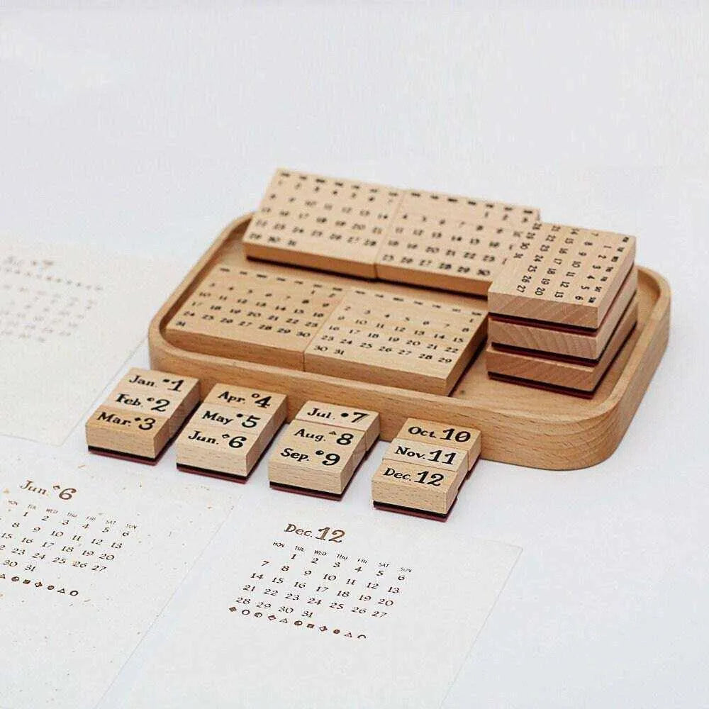 Calendar Rubber Stamp Month Calendar Stamp Ink Stamp Set