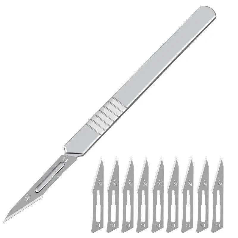 Carbon steel scalpel with 10 blades for DIY crafts tool