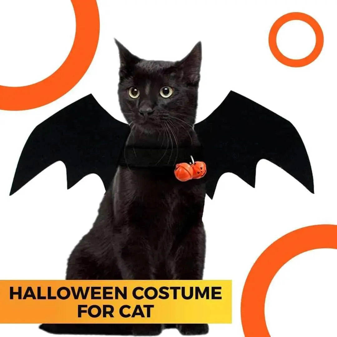 Cat costume Halloween pet clothes for cats bat wings and pumpkin bell