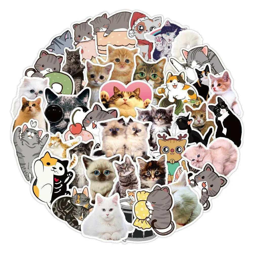 Cat Sticker Pack Cute Cat Stickers Scrapbook Stickers Black Cat Stickers