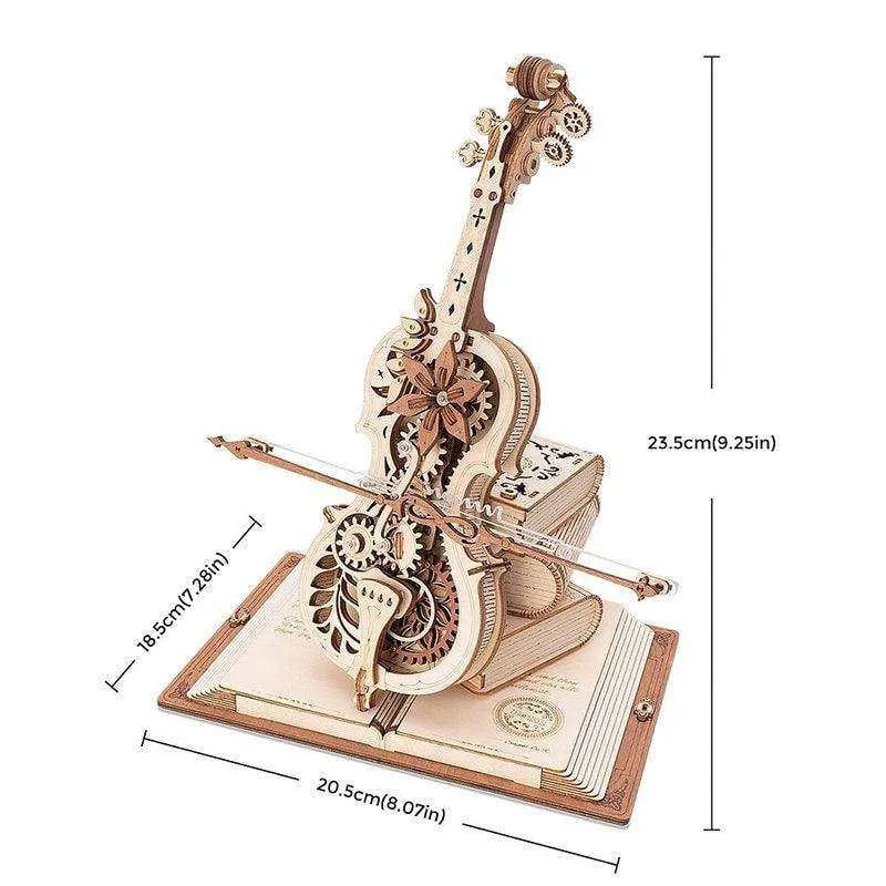 Cello Model Building Instrument Model Kit Mechanical Music Box 3D Wooden Puzzle