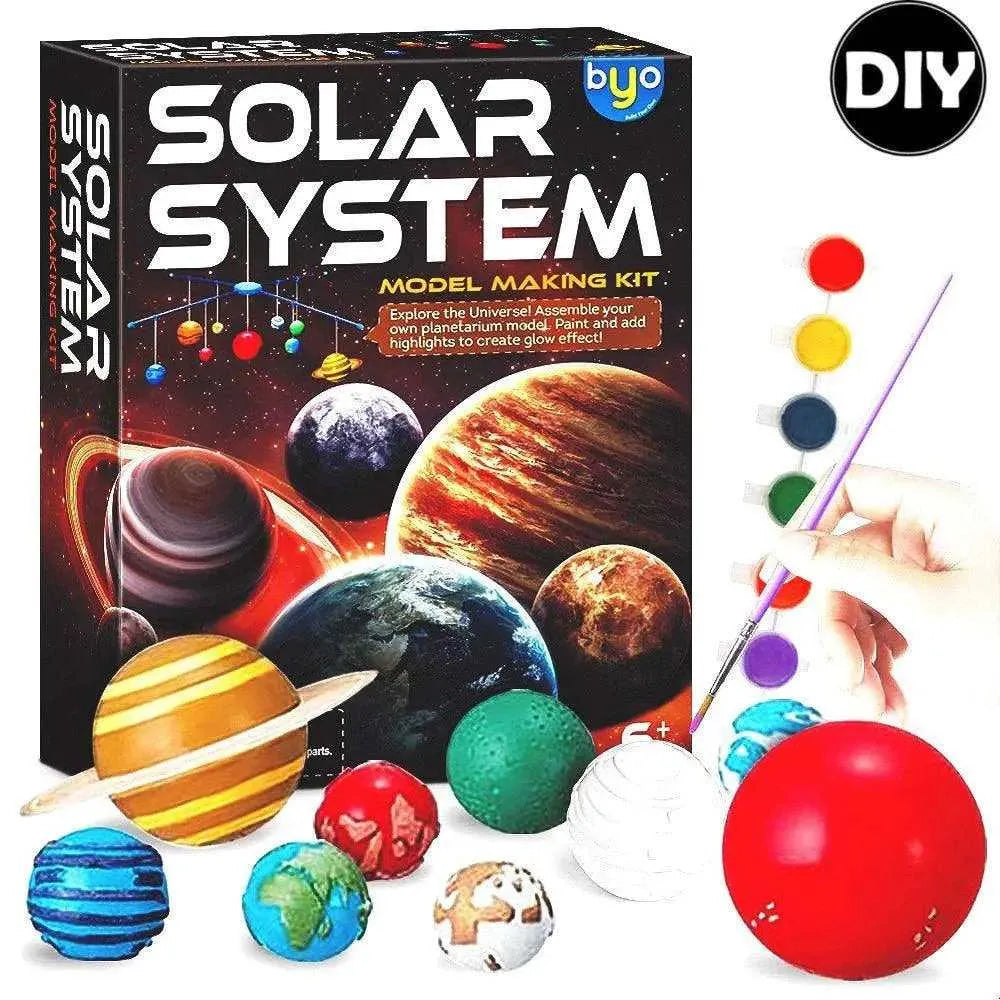 Children DIY 3D Solar System Model Making Kit Planetary Model Cute Educational Toys Painting Science Experiment Kit Birthday Gift for Kids