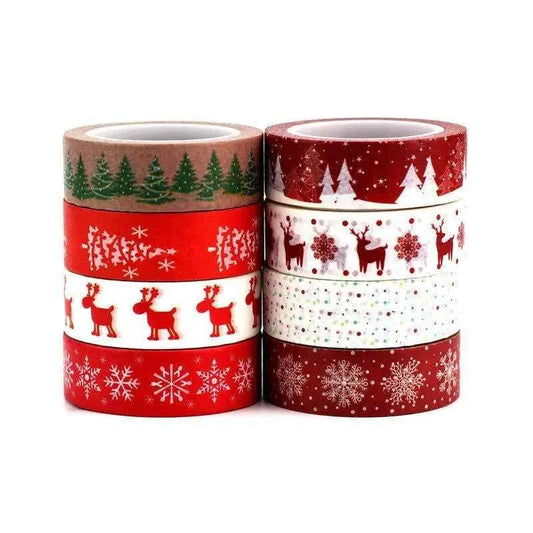 Christmas Decorative Washi Tapes Deer Tree Snowflakes DIY Planner Scrapbooking Masking Stationary Supplies Cute Book Bullet Journal Stickers