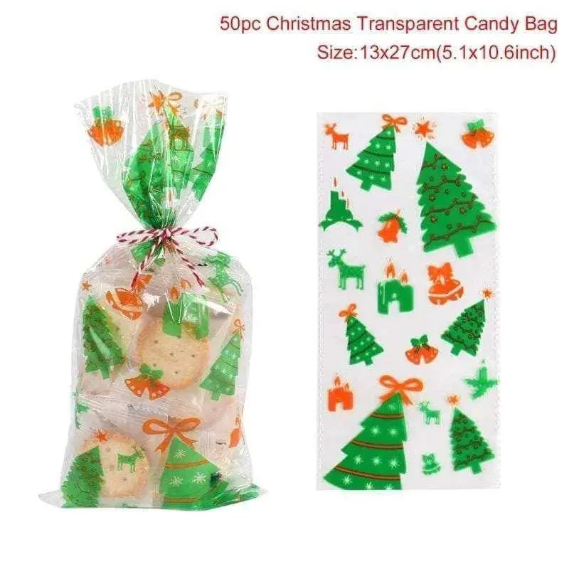 Christmas Gift Bag Clear Cookie Bags Holiday Packaging Transparent Wrappers Gift Wrapping Supply Party Favors Bag