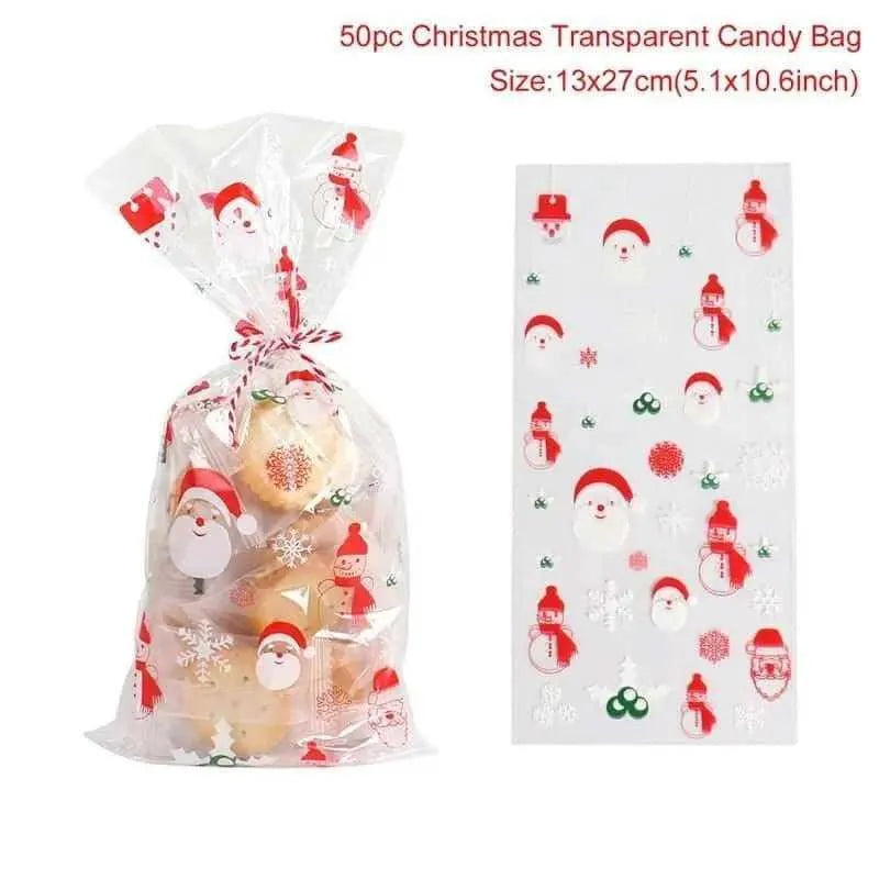 Christmas Gift Bag Clear Cookie Bags Holiday Packaging Transparent Wrappers Gift Wrapping Supply Party Favors Bag