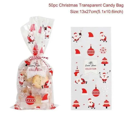 Christmas Gift Bag Clear Cookie Bags Holiday Packaging Transparent Wrappers Gift Wrapping Supply Party Favors Bag