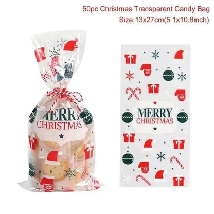 Christmas Gift Bag Clear Cookie Bags Holiday Packaging Transparent Wrappers Gift Wrapping Supply Party Favors Bag