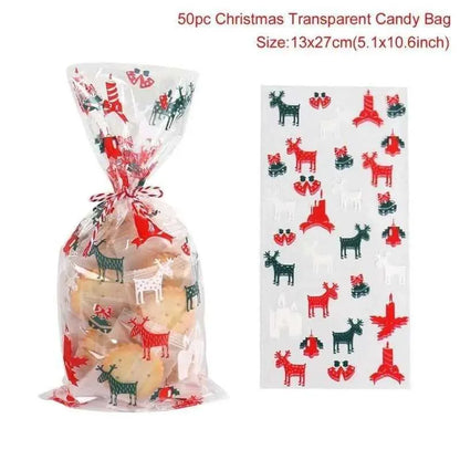 Christmas Gift Bag Clear Cookie Bags Holiday Packaging Transparent Wrappers Gift Wrapping Supply Party Favors Bag