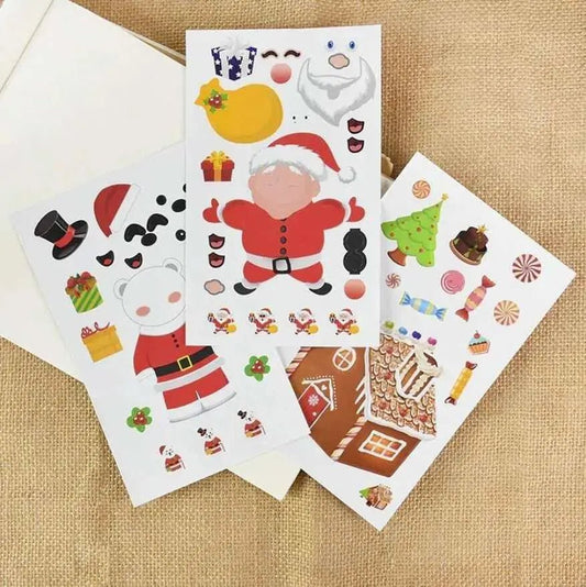 Christmas sticker DIY sheet with festive holiday designs