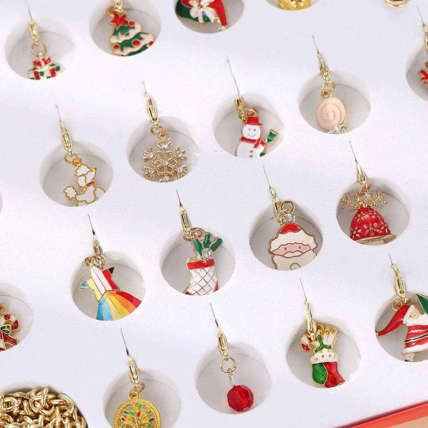 Christmas themed DIY bracelet or necklace making kit with advent calendar