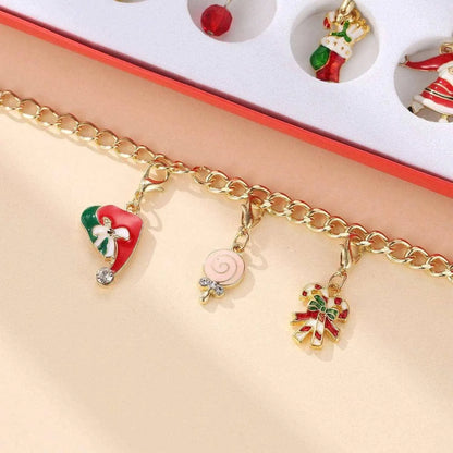 Christmas themed DIY bracelet or necklace making kit with advent calendar