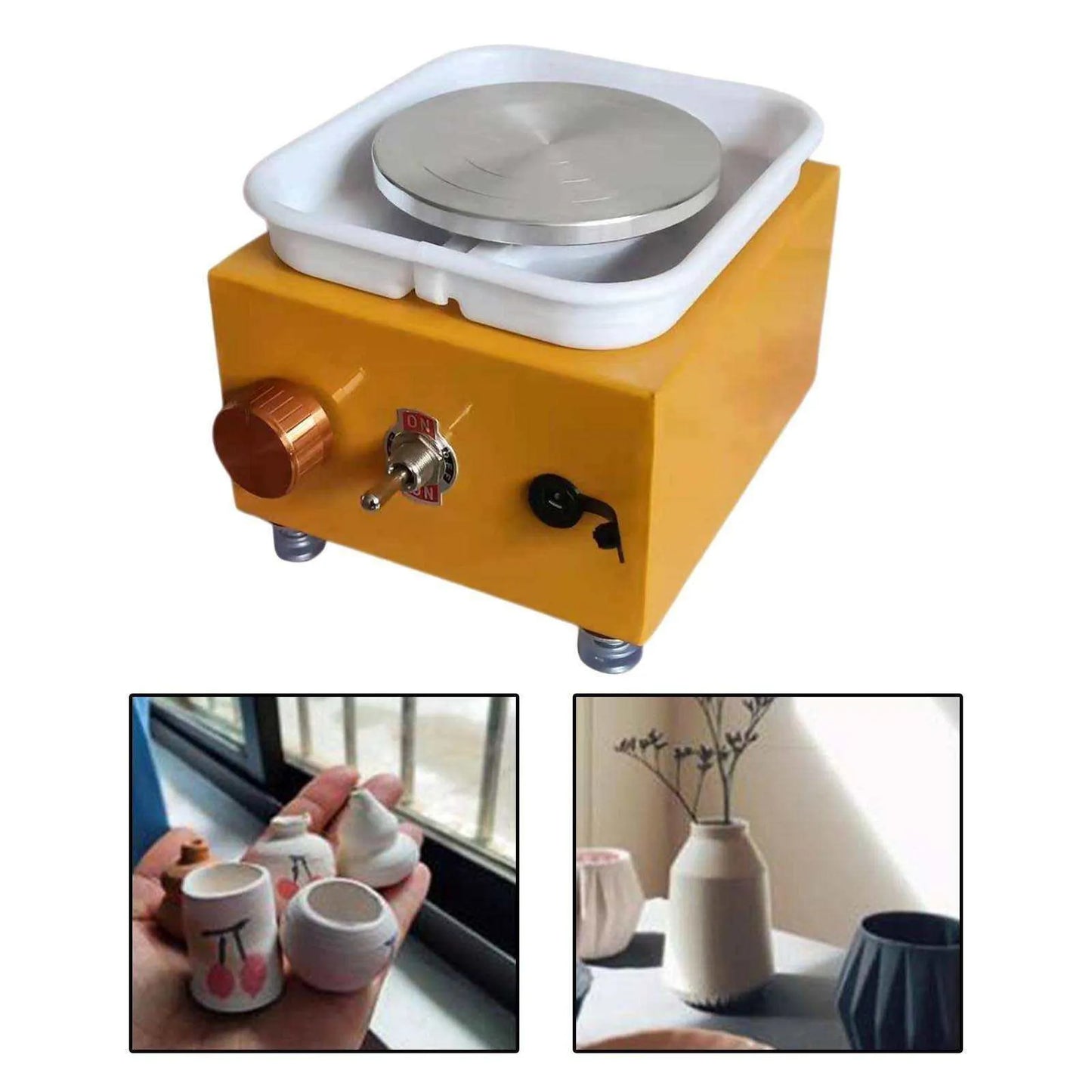 Compact Pottery Wheel with Built-In Water Basin for Easy Cleanup