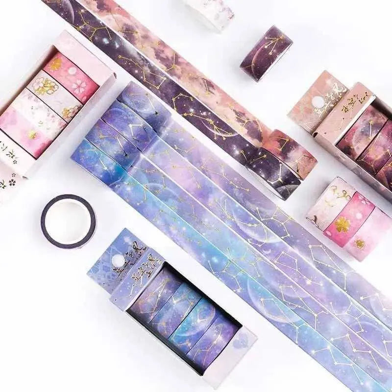 Constellation and Cherry Blossom Washi Tape Set Cute Flower Night Sky Planner Scrapbooking School Diary Decorative Masking Stationery Tape