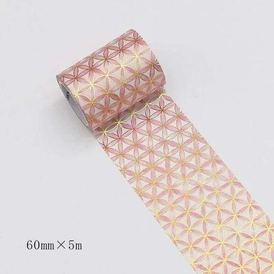 Cute Geometric Honeycomb Flower Patterned Washi Tape Decorative Wide Japanese Kawaii Scrapbooking Planner Masking Stationery Washi Stickers