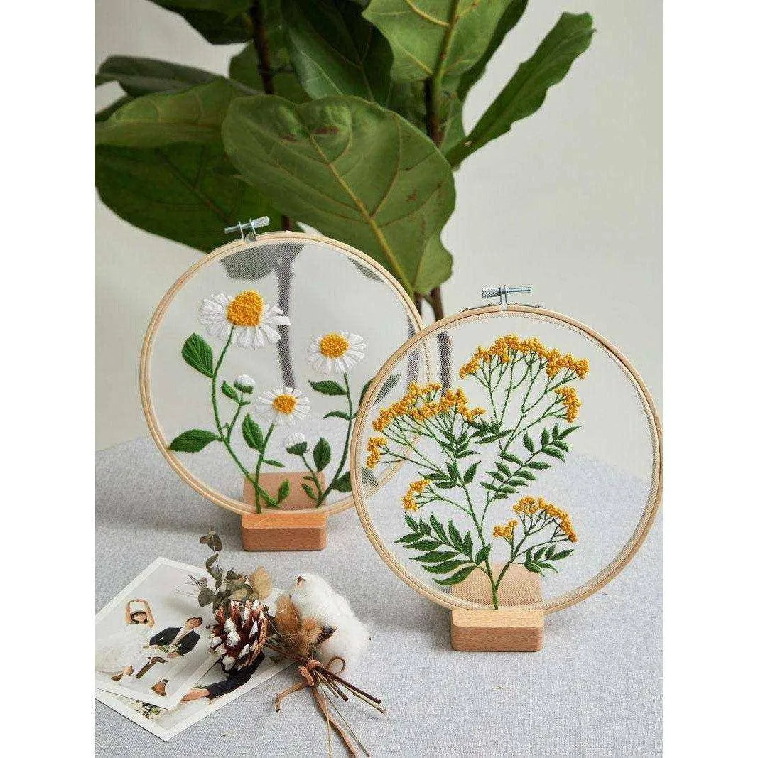 Daisy Embroidery Kit Flower Cross Stitch Kit DIY Gift