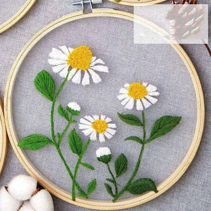 Daisy Embroidery Kit Flower Cross Stitch Kit DIY Gift