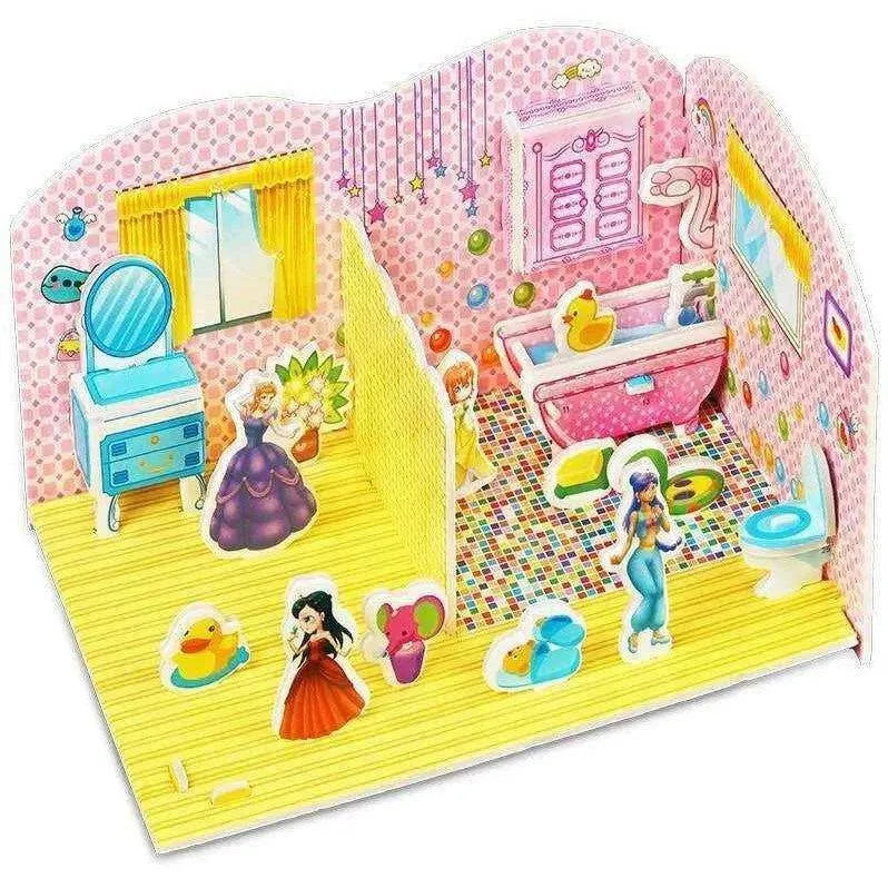 DIY 3D Jigsaw Puzzle Set Early Learning Educational Toy Cartoon Castle House Dollhouse Model Paper Puzzle For Girls Boys Kids Children Gift