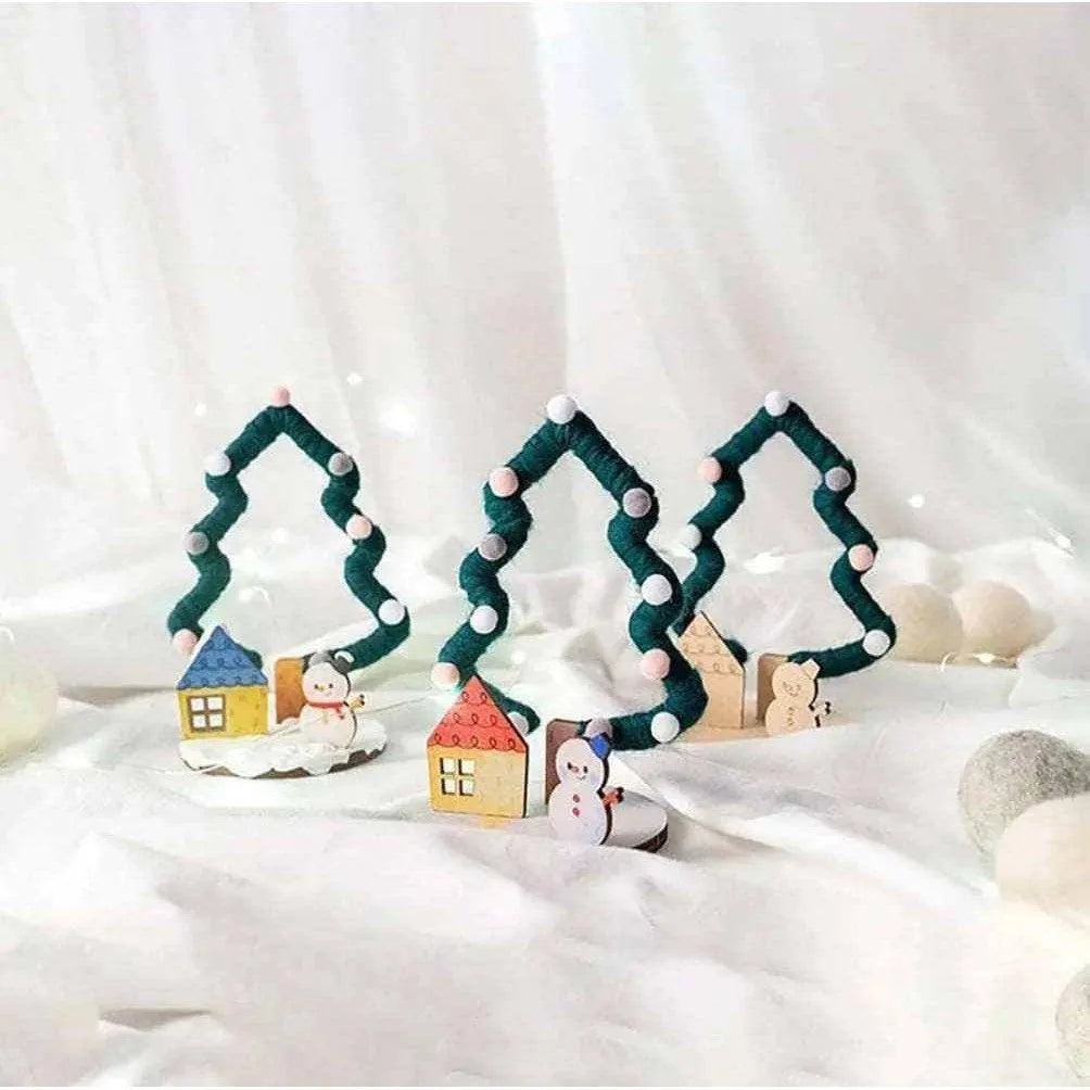 DIY Craft Kit Wooden Xmas Tree Making Kits Christmas Wool Trees Cute Educational Toys