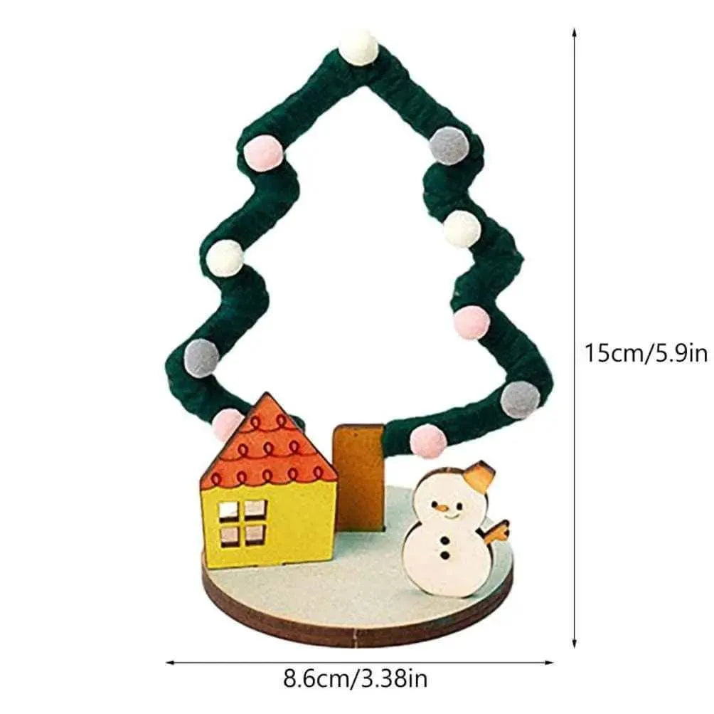 DIY Craft Kit Wooden Xmas Tree Making Kits Christmas Wool Trees Cute Educational Toys