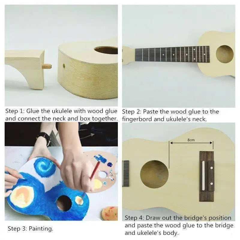 Diy Instrument make your own wooden Ukulele guitar for kids crafts