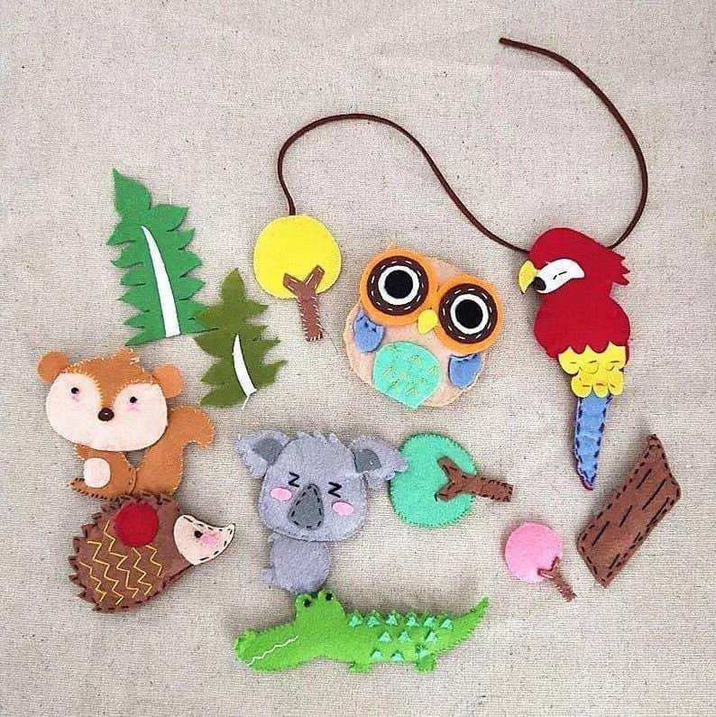 DIY Wall Clock Felt Animals Kids Room Ornament Nursery Room Decor