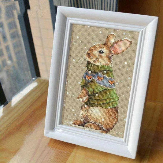 DMC Thread Cross Stitch Kit Sweater Animal Rabbit Decorative Painting - DiyCraftsProject