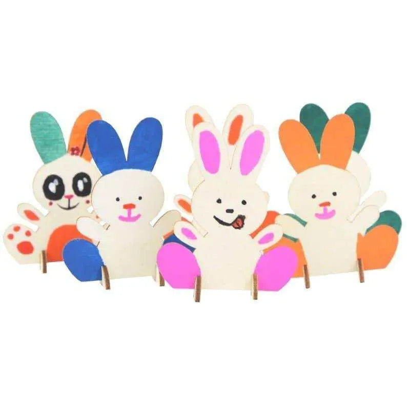 Easter Bunny Wooden Rabbit Party Supplies Painting Activity Desk Ornaments