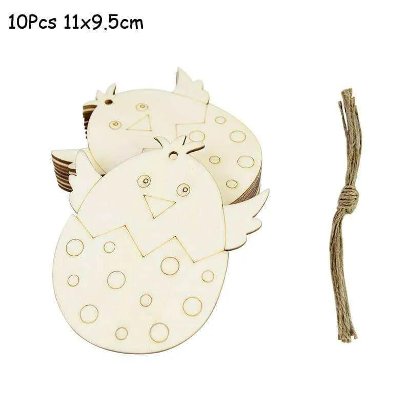 Easter Pendant Wooden Ornaments Hanging Pendants Easter Party Favors Kids Activities 10pcs