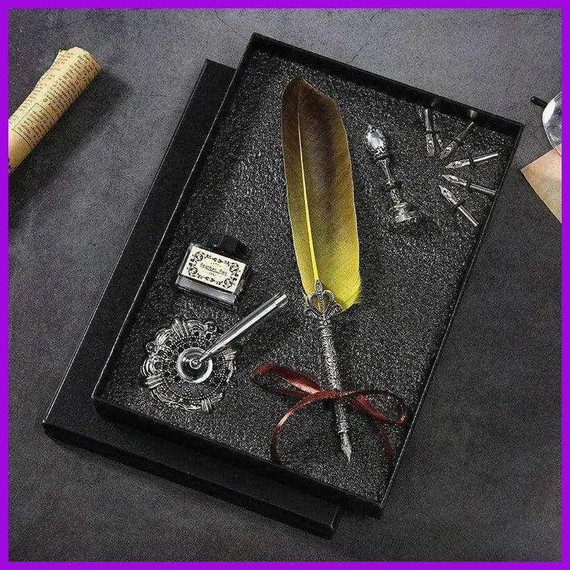 Feather dip pen calligraphy box quill pen set for letter writing