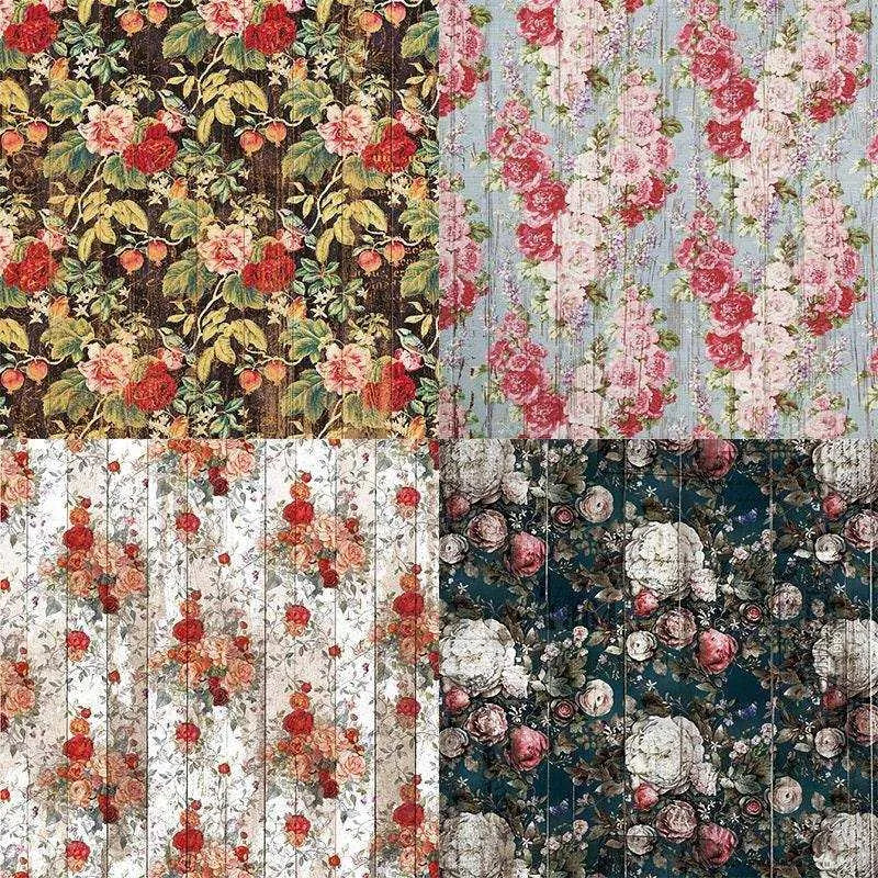 Floral Patterned Scrapbook Paper Flower Background Paper DIY Scrapbooking Card Making Accessory Stationery Supplies 24pcs 6x6 Inches