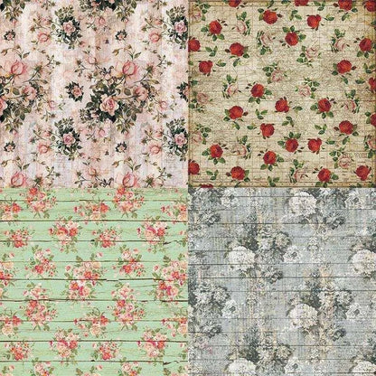 Floral Patterned Scrapbook Paper Flower Background Paper DIY Scrapbooking Card Making Accessory Stationery Supplies 24pcs 6x6 Inches