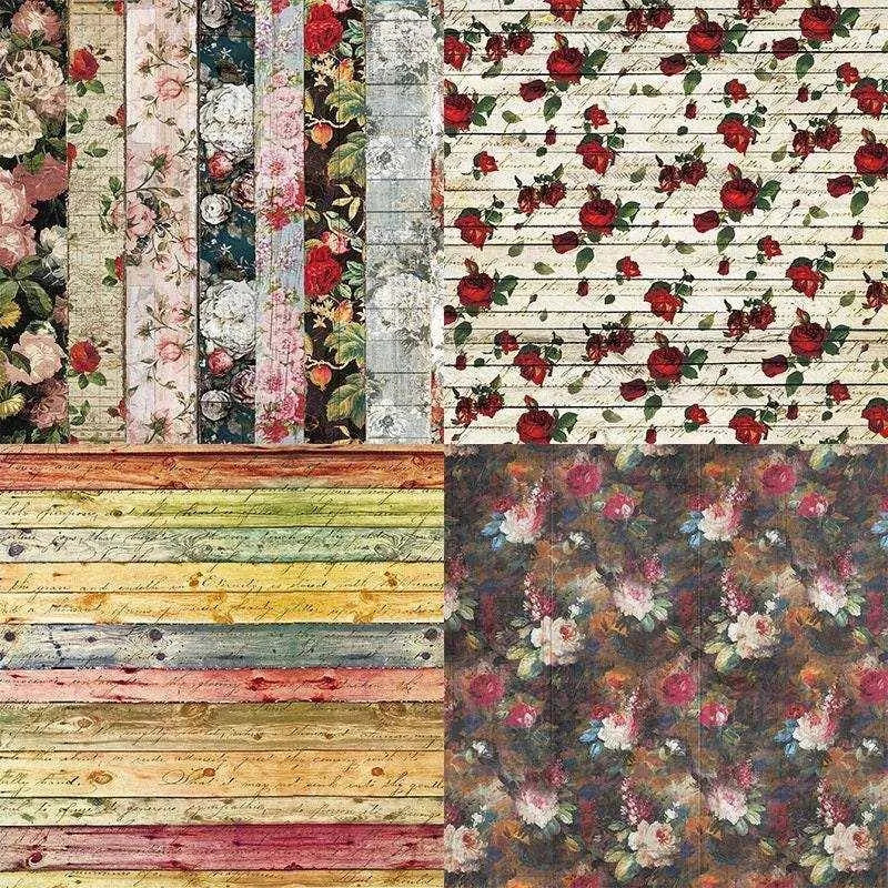 Floral Patterned Scrapbook Paper Flower Background Paper DIY Scrapbooking Card Making Accessory Stationery Supplies 24pcs 6x6 Inches