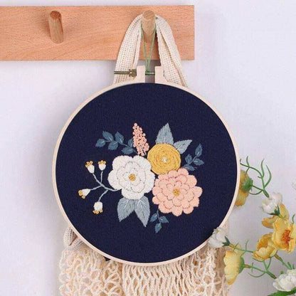 Flower Embroidery Floral Cross Stitch Needlepoint Crafts Kit For Adults