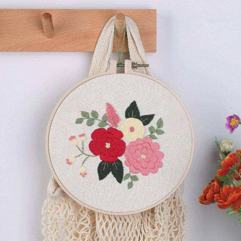 Flower Embroidery Floral Cross Stitch Needlepoint Crafts Kit For Adults