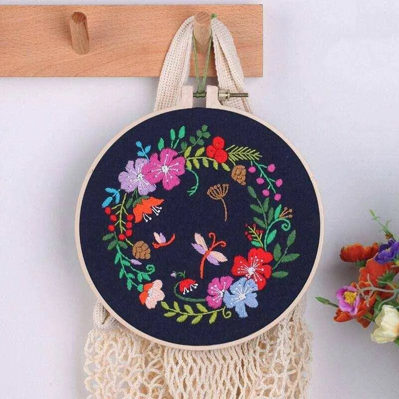 Flower Embroidery Floral Cross Stitch Needlepoint Crafts Kit For Adults