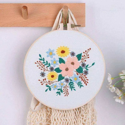 Flower Embroidery Floral Cross Stitch Needlepoint Crafts Kit For Adults