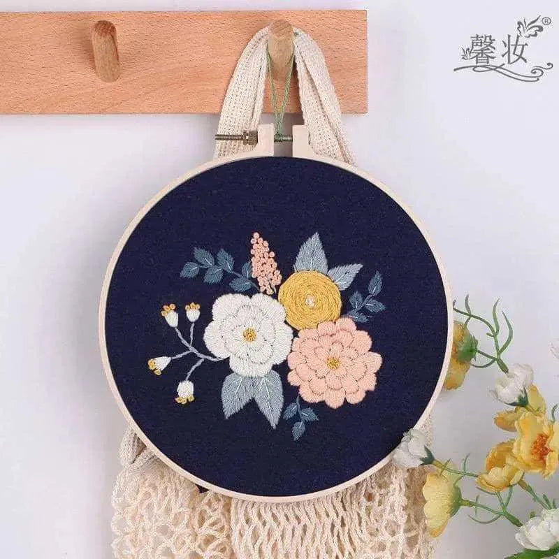 Flower Pattern Embroidery Kit Floral Design Embroidery Set DIY Needlecrafts Starter Kit 30cm