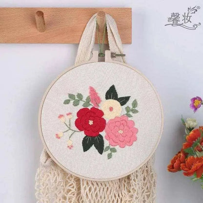 Flower Pattern Embroidery Kit Floral Design Embroidery Set DIY Needlecrafts Starter Kit 30cm