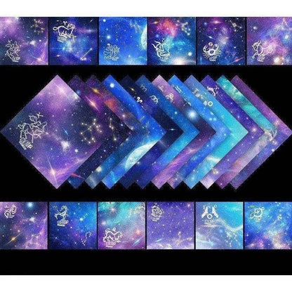 Galaxy Pattern Origami Paper Starry Sky Square Paper Zodiac Design Paper Folding Supplies Card Making Accessory Double Sided Craft Sheets