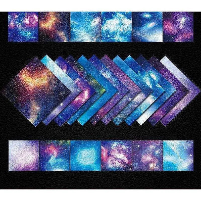 Galaxy Pattern Origami Paper Starry Sky Square Paper Zodiac Design Paper Folding Supplies Card Making Accessory Double Sided Craft Sheets